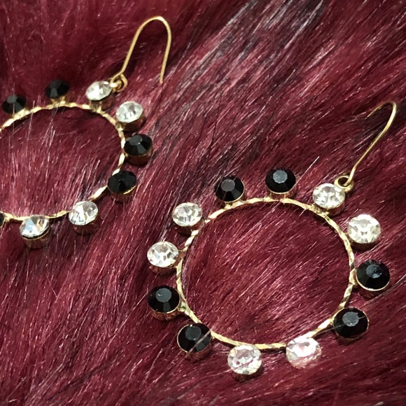 Bdazzle Black and Clear Glass Crystal Earrings - Picture 3 of 5